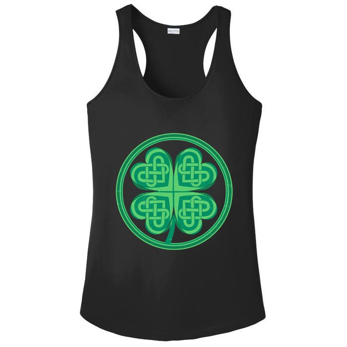Celtic Pattern Shamrock Clover St Patrick's Day Ladies PosiCharge Competitor Racerback Tank