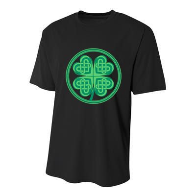 Celtic Pattern Shamrock Clover St Patrick's Day Youth Performance Sprint T-Shirt