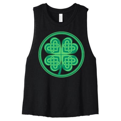 Celtic Pattern Shamrock Clover St Patrick's Day Women's Racerback Cropped Tank