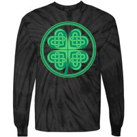 Celtic Pattern Shamrock Clover St Patrick's Day Tie-Dye Long Sleeve Shirt