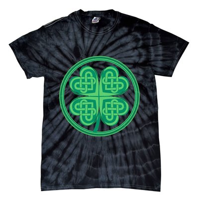 Celtic Pattern Shamrock Clover St Patrick's Day Tie-Dye T-Shirt