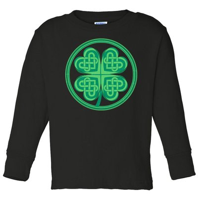 Celtic Pattern Shamrock Clover St Patrick's Day Toddler Long Sleeve Shirt