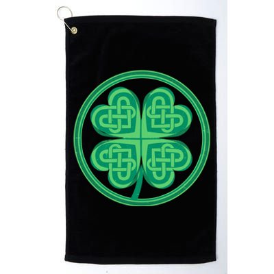 Celtic Pattern Shamrock Clover St Patrick's Day Platinum Collection Golf Towel