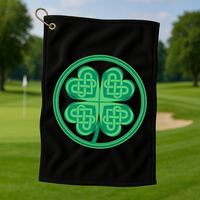 Celtic Pattern Shamrock Clover St Patrick's Day Golf Towel