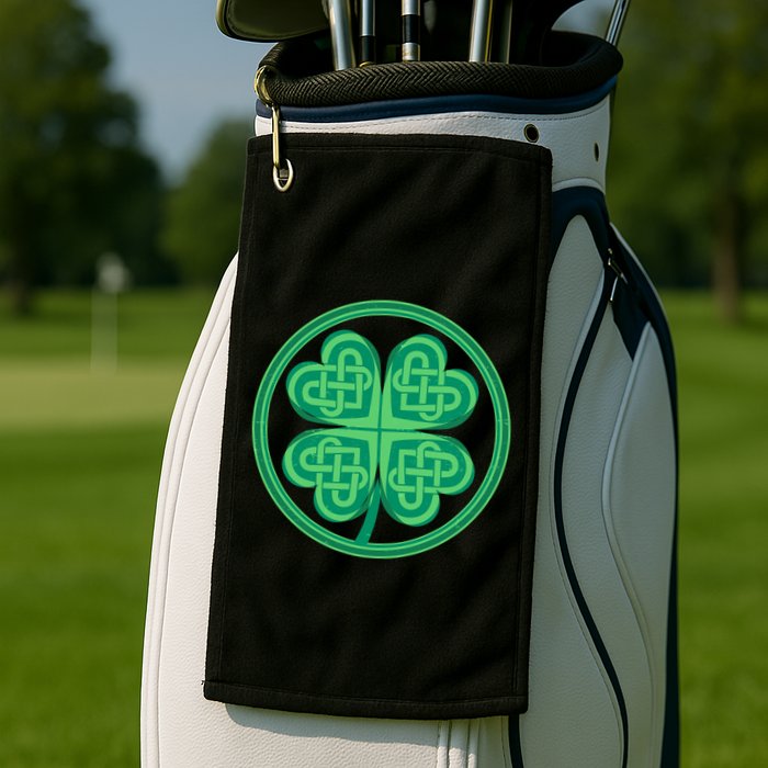 Celtic Pattern Shamrock Clover St Patrick's Day Golf Towel
