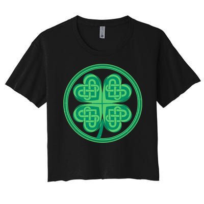 Celtic Pattern Shamrock Clover St Patrick's Day Women's Crop Top Tee