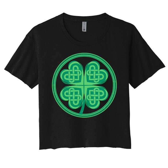 Celtic Pattern Shamrock Clover St Patrick's Day Women's Crop Top Tee