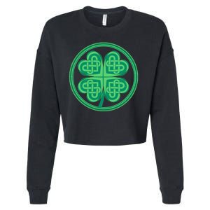 Celtic Pattern Shamrock Clover St Patrick's Day Cropped Pullover Crew