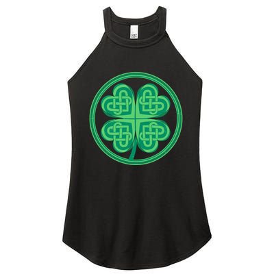 Celtic Pattern Shamrock Clover St Patrick's Day Women's Perfect Tri Rocker Tank