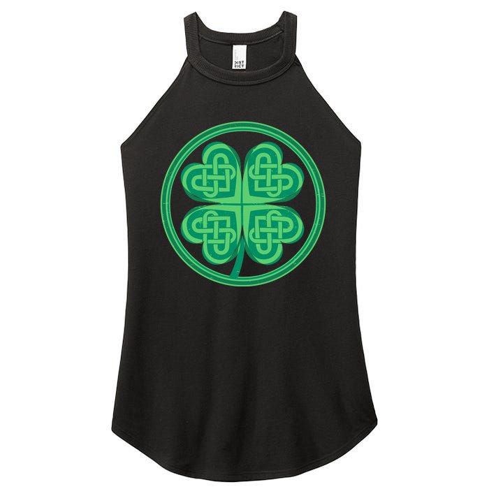 Celtic Pattern Shamrock Clover St Patrick's Day Women's Perfect Tri Rocker Tank