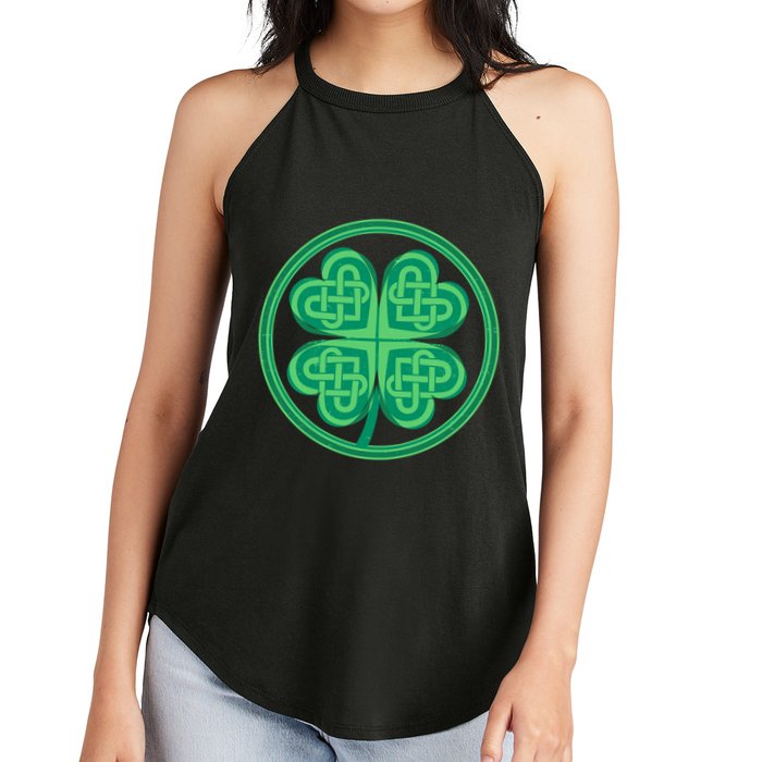 Celtic Pattern Shamrock Clover St Patrick's Day Women's Perfect Tri Rocker Tank