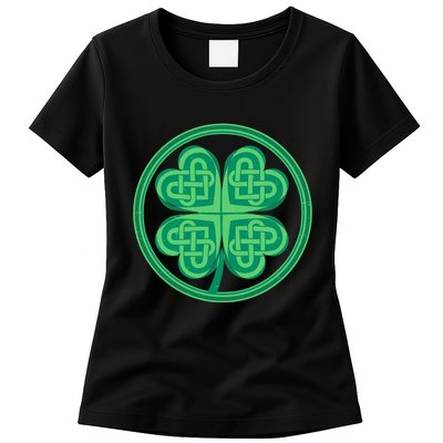 Celtic Pattern Shamrock Clover St Patrick's Day Womens T-Shirt