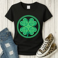Celtic Pattern Shamrock Clover St Patrick's Day Womens T-Shirt