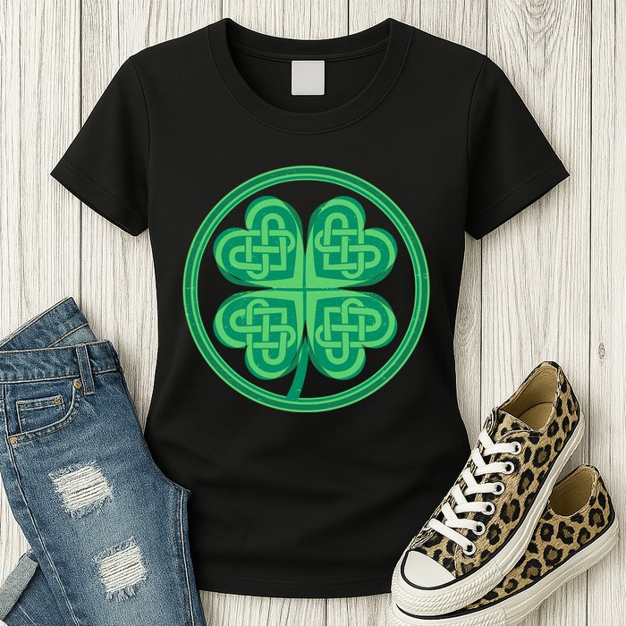 Celtic Pattern Shamrock Clover St Patrick's Day Womens T-Shirt