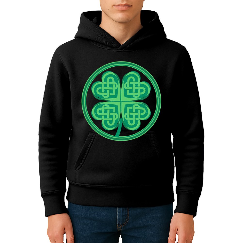 Celtic Pattern Shamrock Clover St Patrick's Day Kids Hoodie
