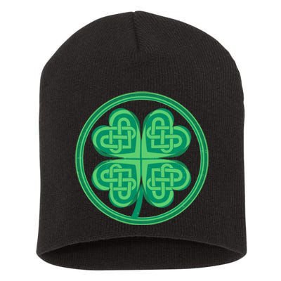 Celtic Pattern Shamrock Clover St Patrick's Day Short Acrylic Beanie