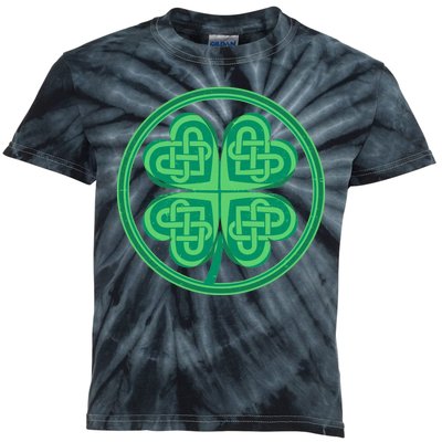 Celtic Pattern Shamrock Clover St Patrick's Day Kids Tie-Dye T-Shirt