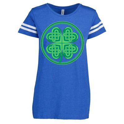 Celtic Pattern Shamrock Clover St Patrick's Day Enza Ladies Jersey Football T-Shirt