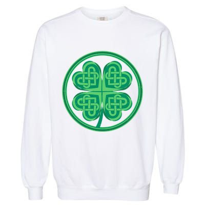 Celtic Pattern Shamrock Clover St Patrick's Day Garment-Dyed Sweatshirt