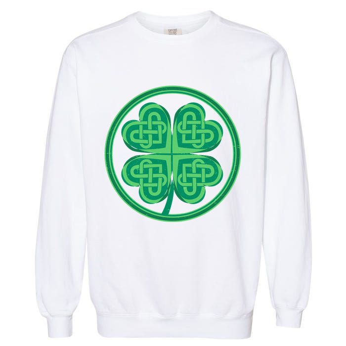 Celtic Pattern Shamrock Clover St Patrick's Day Garment-Dyed Sweatshirt