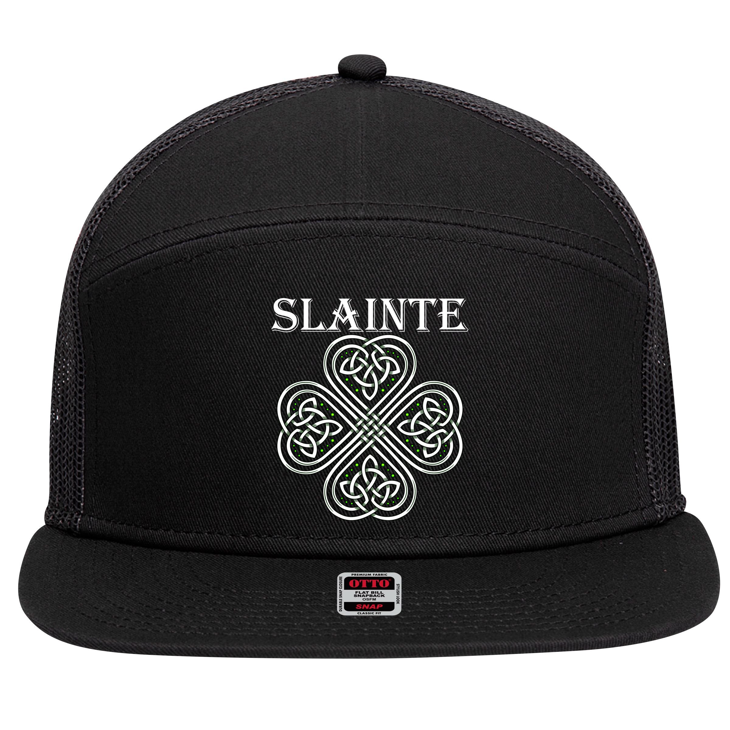 Celtic Slainte - Cheers Good Health From Ireland 7 Panel Mesh Trucker Snapback Hat