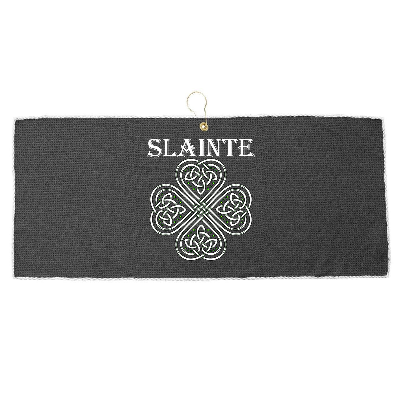 Celtic Slainte - Cheers Good Health From Ireland Large Microfiber Waffle Golf Towel