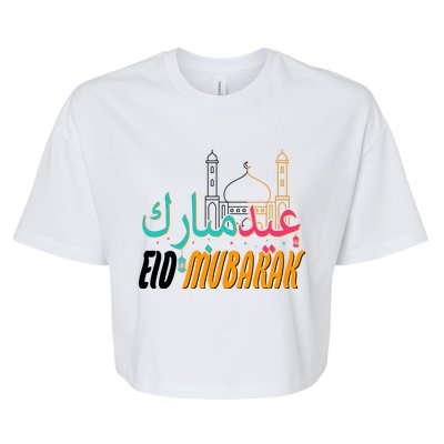 Celebrate Eid Mubarak Ramadan Kareem Bella+Canvas Jersey Crop Tee