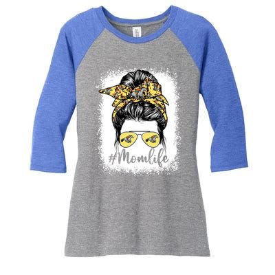 Cute Equestrian Mom Life Messy Bun Game Day Mother's Day Great Gift Women's Tri-Blend 3/4-Sleeve Raglan Shirt