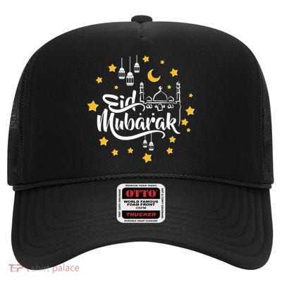 Celebrate Eid Mubarak High Crown Mesh Back Trucker Hat
