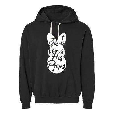 Cute Easter Marshmallow Peep Jesus Loves His Peeps Garment-Dyed Fleece Hoodie