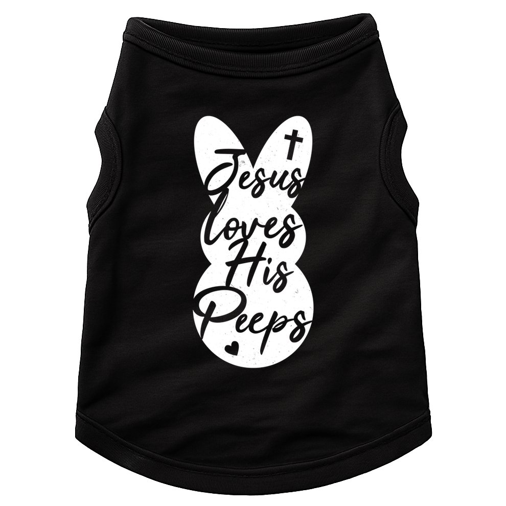 Cute Easter Marshmallow Peep Jesus Loves His Peeps Doggie Tank