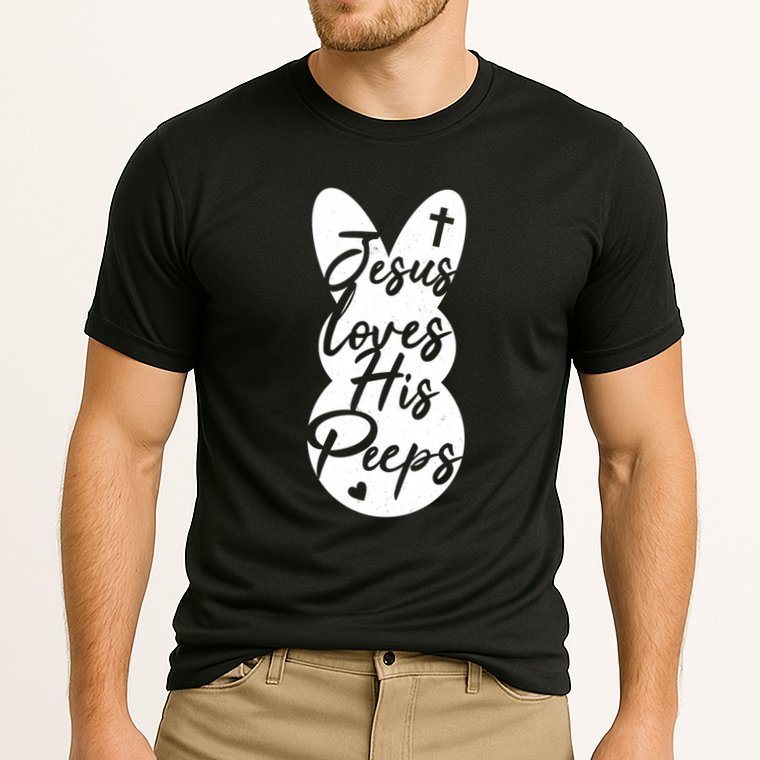 Cute Easter Marshmallow Peep Jesus Loves His Peeps Cooling Performance Crew T-Shirt