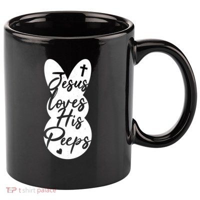 Cute Easter Marshmallow Peep Jesus Loves His Peeps 11oz C Handle Ceramic Mug