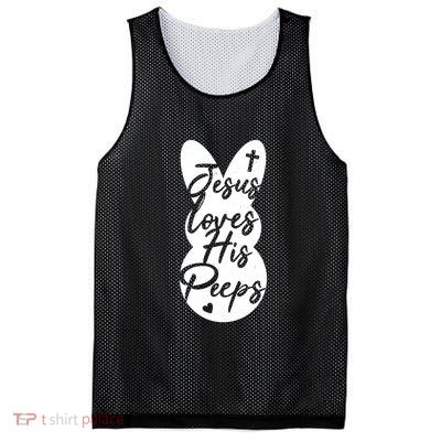 Cute Easter Marshmallow Peep Jesus Loves His Peeps Mesh Reversible Basketball Jersey Tank