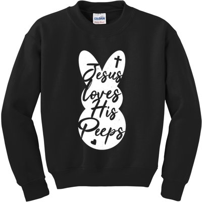 Cute Easter Marshmallow Peep Jesus Loves His Peeps Kids Sweatshirt