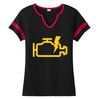 Check Engine Motor Light Idiot Light Funny Mechanic Great Gift Ladies Halftime Notch Neck Tee