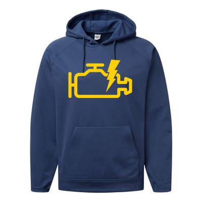 Check Engine Motor Light Idiot Light Funny Mechanic Great Gift Performance Fleece Hoodie