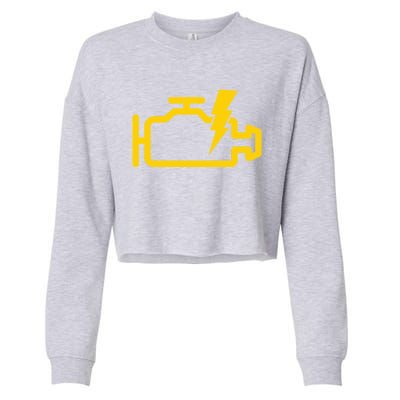 Check Engine Motor Light Idiot Light Funny Mechanic Great Gift Cropped Pullover Crew