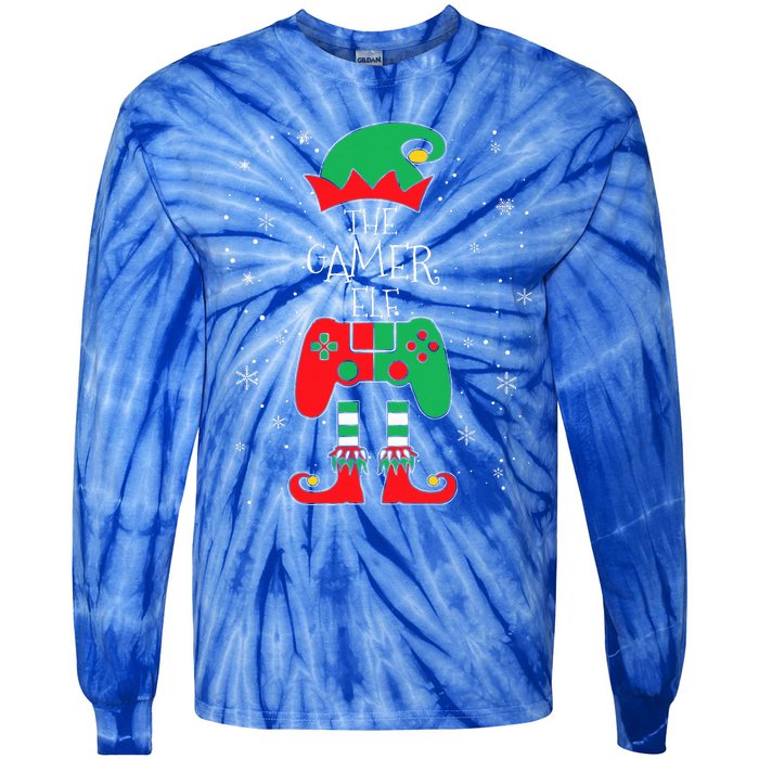 Christmas Elf Matching Gamer Family Gaming Tie-Dye Long Sleeve Shirt