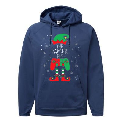 Christmas Elf Matching Gamer Family Gaming Performance Fleece Hoodie