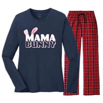 Cute Easter Mama Bunny Matching Family Shirts Women's Long Sleeve Flannel Pajama Set 