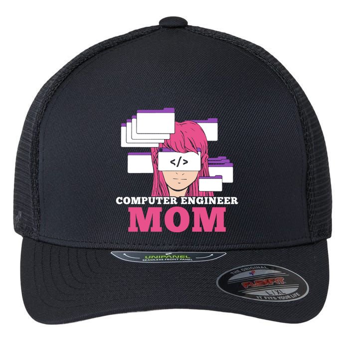 Computer Engineer Mom Coder Coding Programmer Programming Gift Flexfit Unipanel Trucker Cap