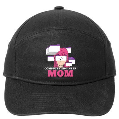 Computer Engineer Mom Coder Coding Programmer Programming Gift 7-Panel Snapback Hat