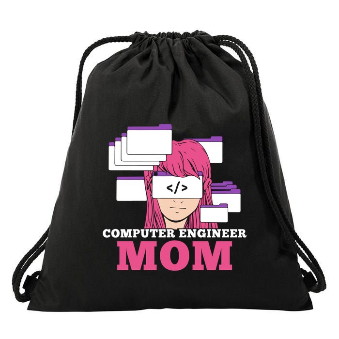 Computer Engineer Mom Coder Coding Programmer Programming Gift Drawstring Bag