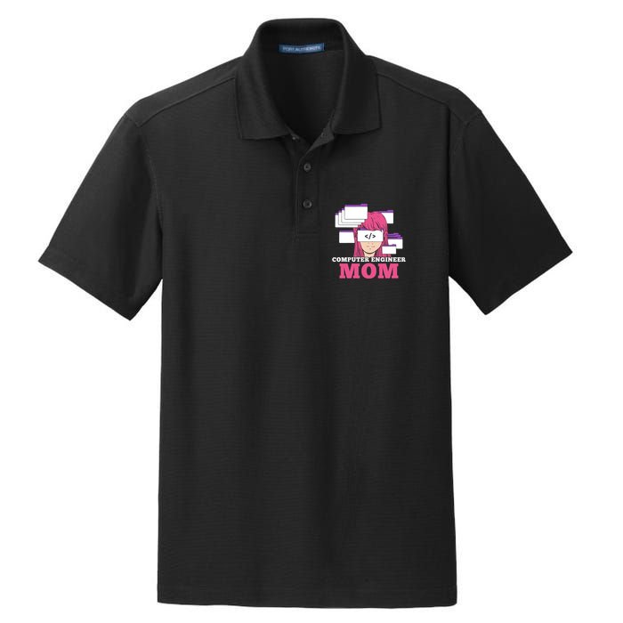 Computer Engineer Mom Coder Coding Programmer Programming Gift Dry Zone Grid Polo