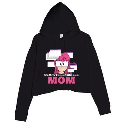 Computer Engineer Mom Coder Coding Programmer Programming Gift Crop Fleece Hoodie