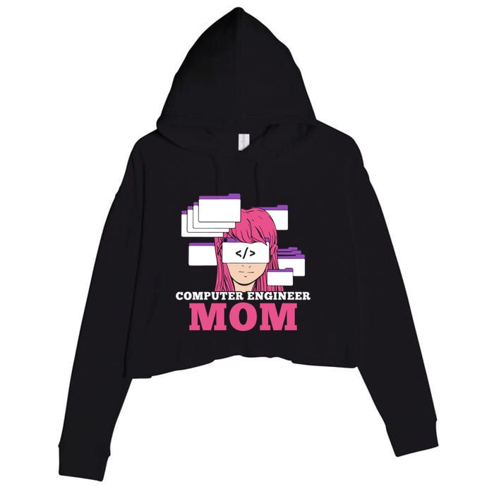 Computer Engineer Mom Coder Coding Programmer Programming Gift Crop Fleece Hoodie