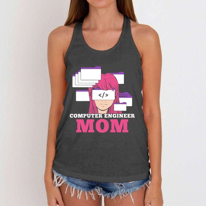 Computer Engineer Mom Coder Coding Programmer Programming Gift Women's Knotted Racerback Tank