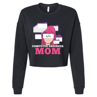 Computer Engineer Mom Coder Coding Programmer Programming Gift Cropped Pullover Crew