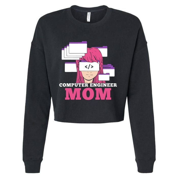 Computer Engineer Mom Coder Coding Programmer Programming Gift Cropped Pullover Crew